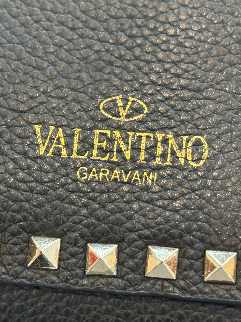 Valentino Garavani Black Leather Crossbody with Gold Studs - Picture 4 of 7